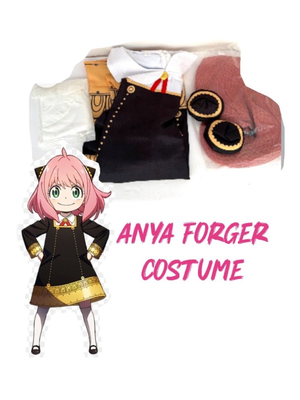 Anime Anya Forger Cosplay Set Halloween Costume Little Girl Size 110 4-5 yrs